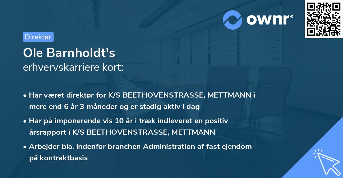 Ole Barnholdt's erhvervskarriere kort