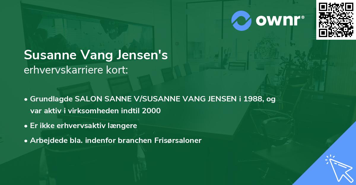 Susanne Vang Jensen's erhvervskarriere kort