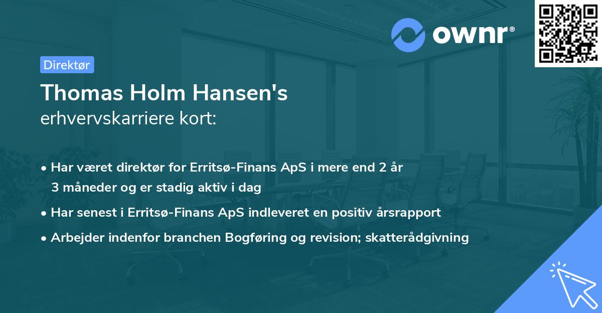 Thomas Holm Hansen's erhvervskarriere kort