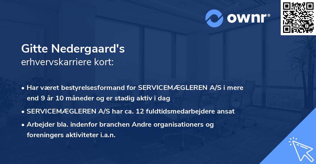 Gitte Nedergaard's erhvervskarriere kort