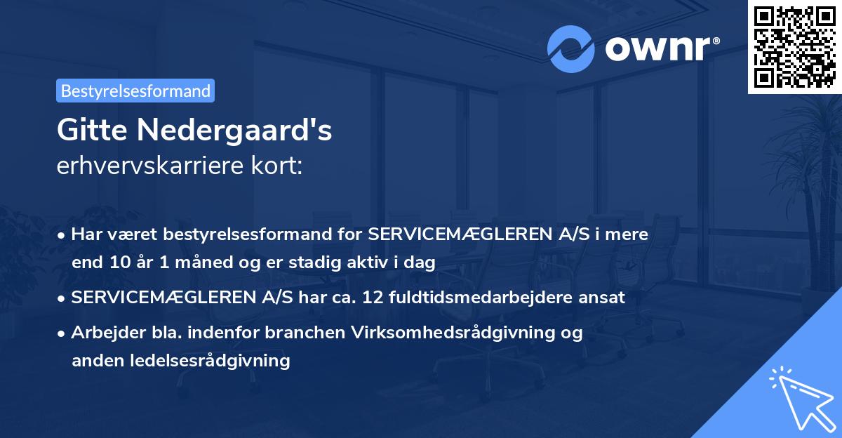 Gitte Nedergaard's erhvervskarriere kort