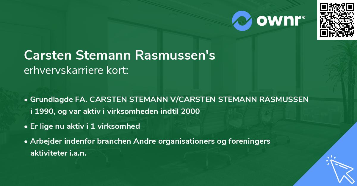 Carsten Stemann Rasmussen's erhvervskarriere kort
