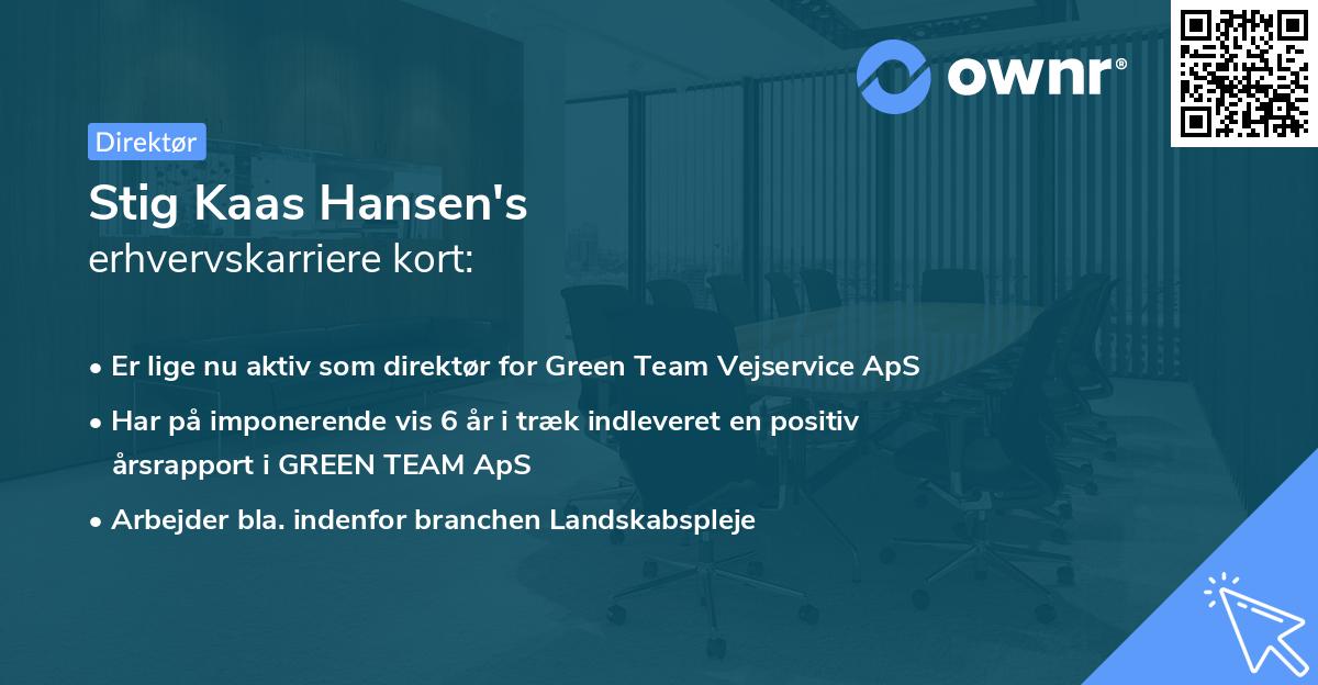 Stig Kaas Hansen's erhvervskarriere kort