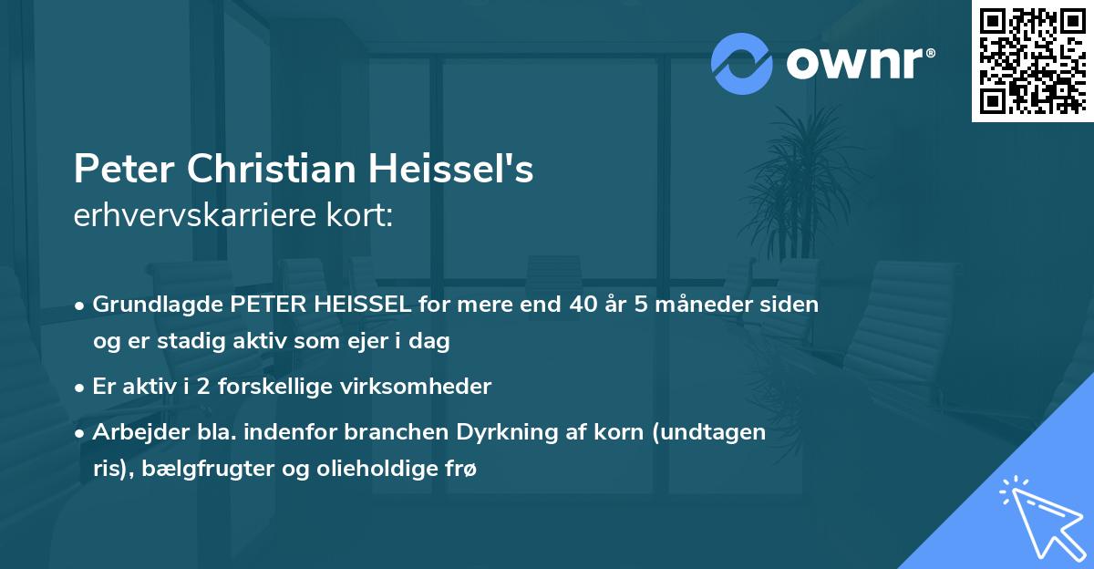 Peter Christian Heissel's erhvervskarriere kort