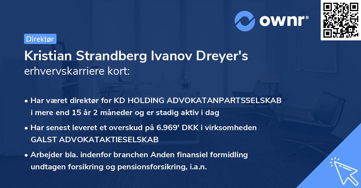 Kristian Strandberg Ivanov Dreyer's erhvervskarriere kort