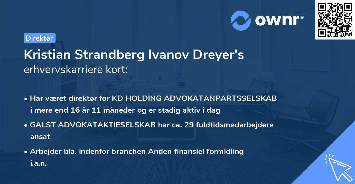 Kristian Strandberg Ivanov Dreyer's erhvervskarriere kort
