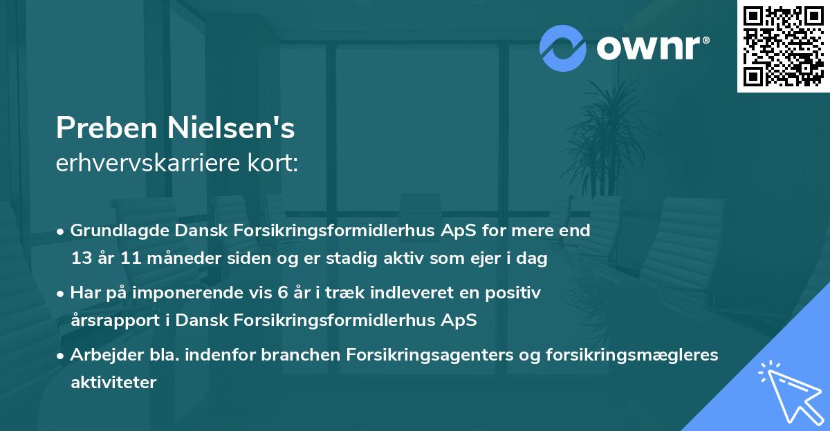 Preben Nielsen's erhvervskarriere kort