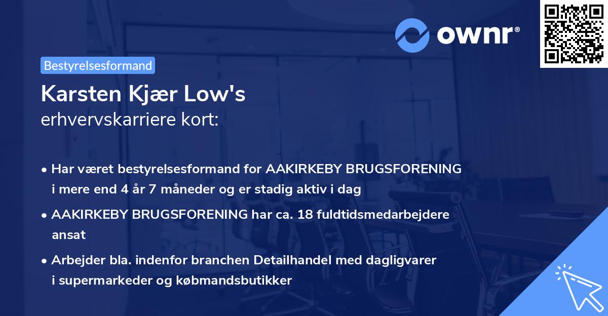 Karsten Kjær Low's erhvervskarriere kort