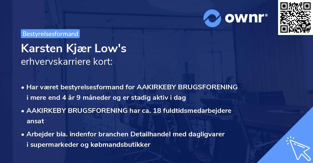 Karsten Kjær Low's erhvervskarriere kort