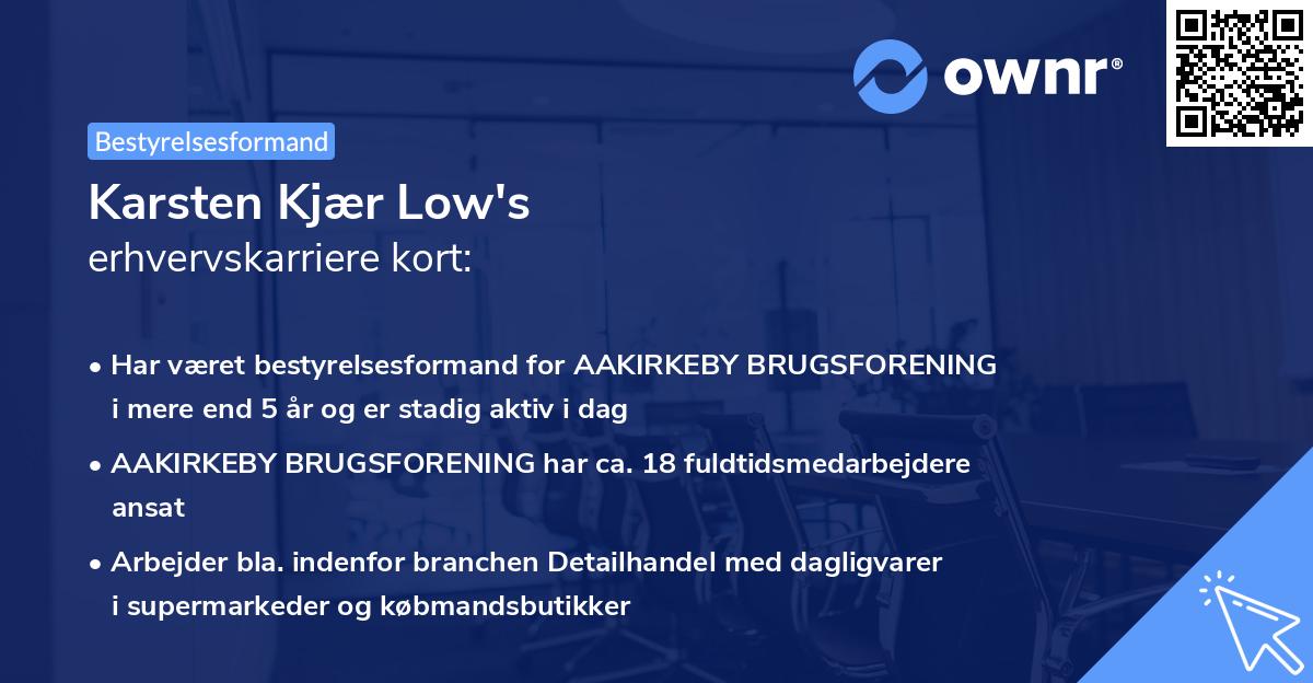 Karsten Kjær Low's erhvervskarriere kort