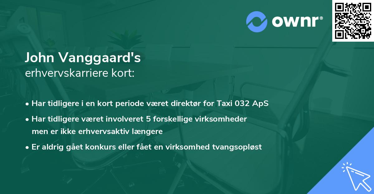 John Vanggaard's erhvervskarriere kort