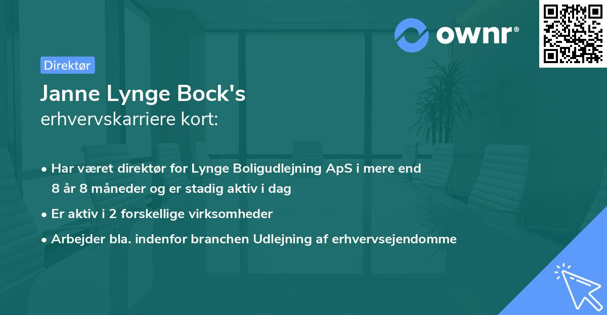 Janne Lynge Bock's erhvervskarriere kort