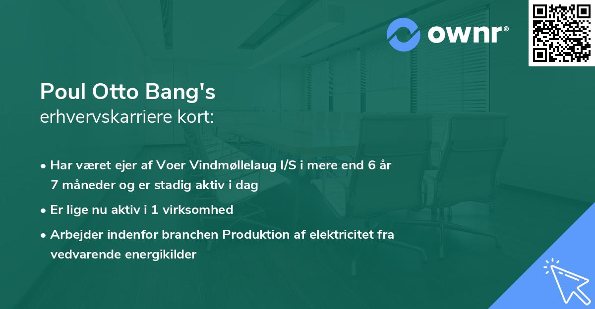 Poul Otto Bang's erhvervskarriere kort