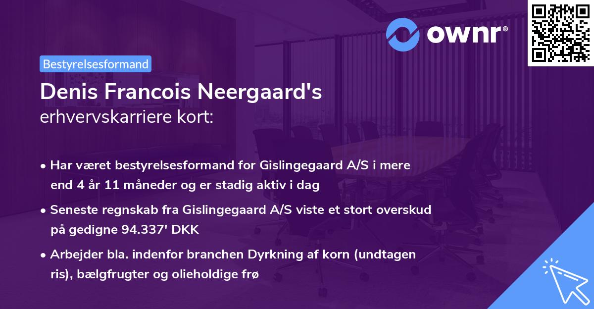Denis Francois Neergaard's erhvervskarriere kort
