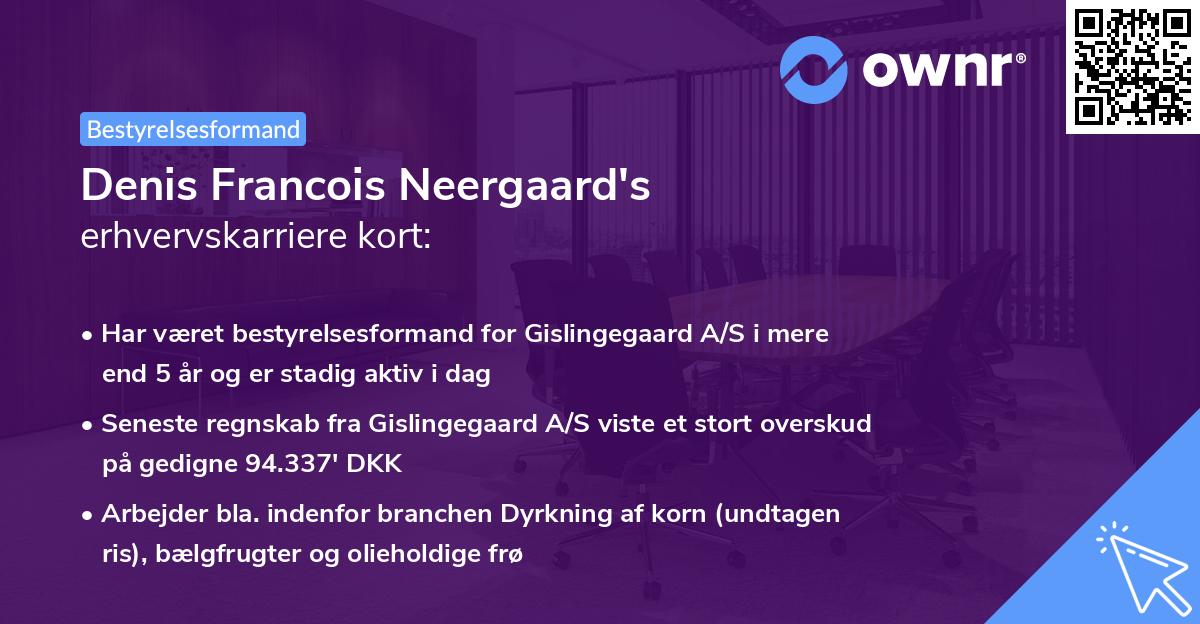 Denis Francois Neergaard's erhvervskarriere kort