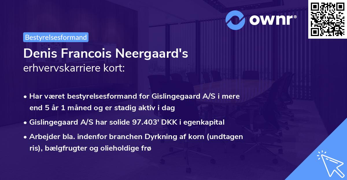 Denis Francois Neergaard's erhvervskarriere kort