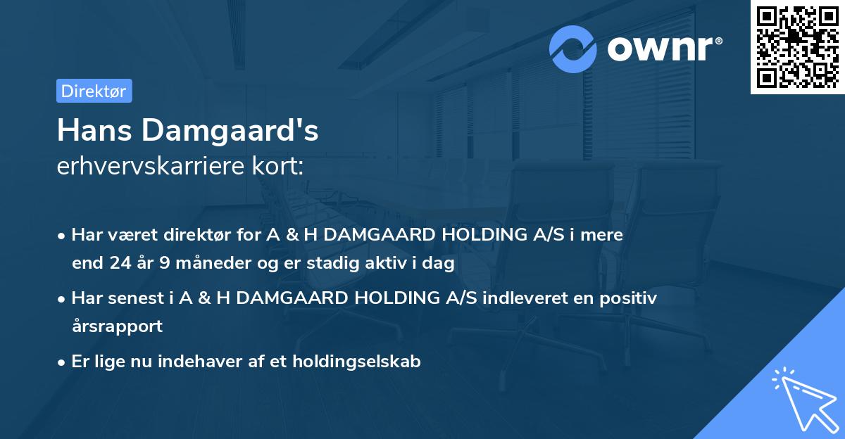 Hans Damgaard's erhvervskarriere kort