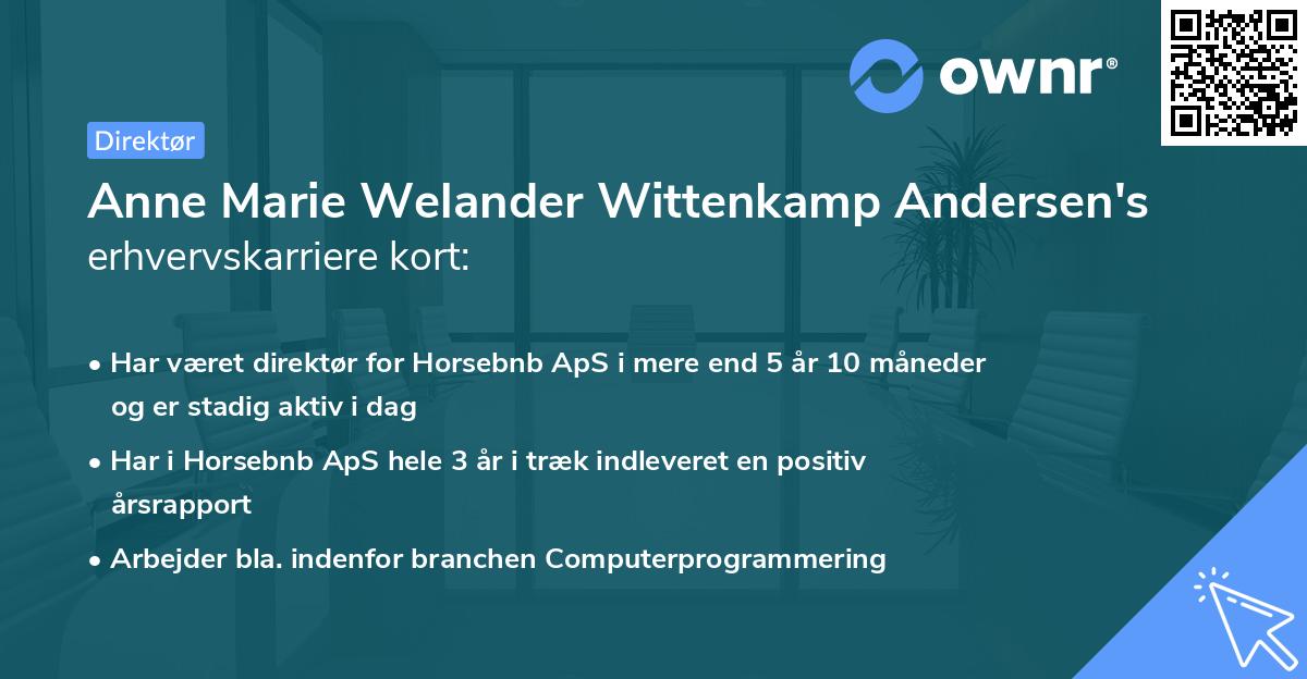 Anne Marie Welander Wittenkamp Andersen's erhvervskarriere kort