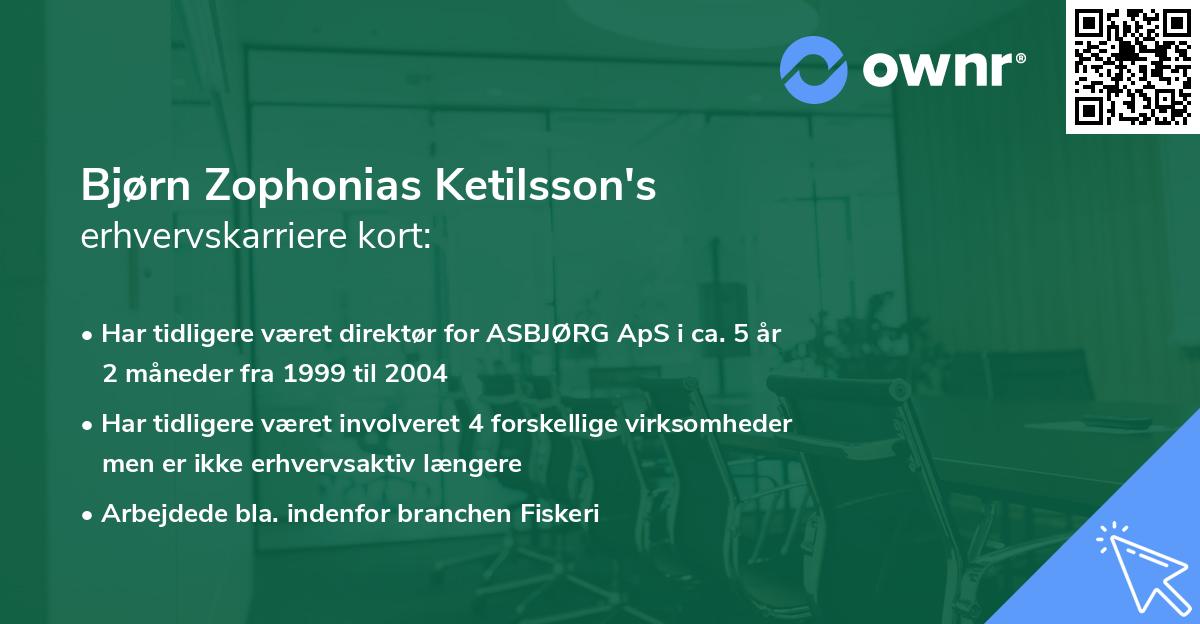 Bjørn Zophonias Ketilsson's erhvervskarriere kort