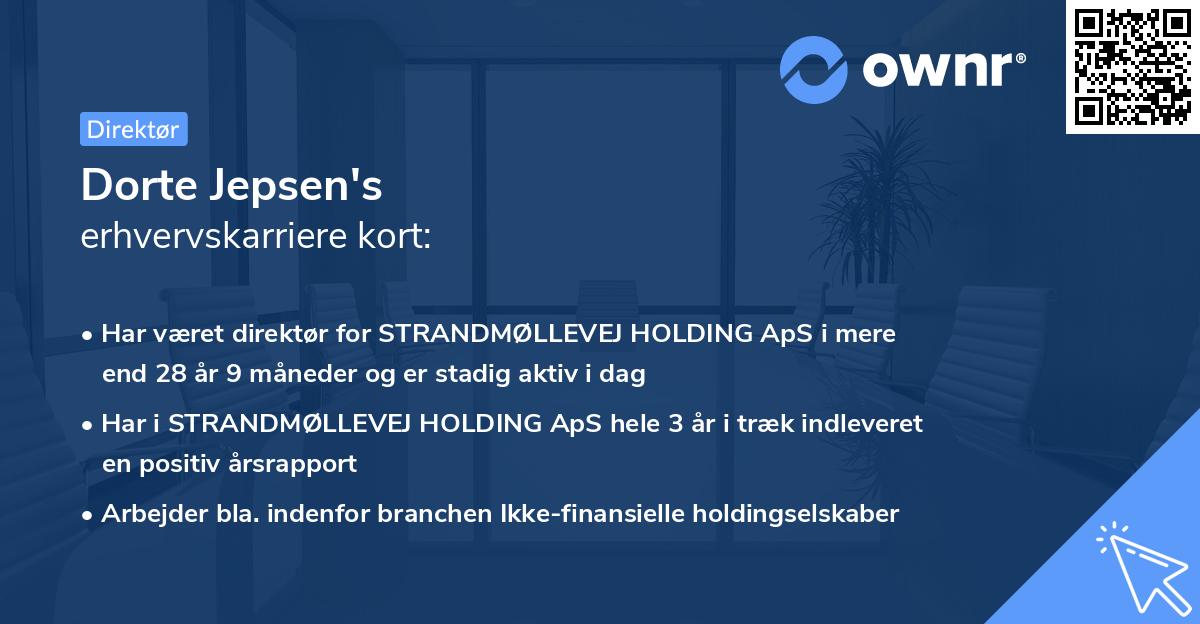 Dorte Jepsen's erhvervskarriere kort