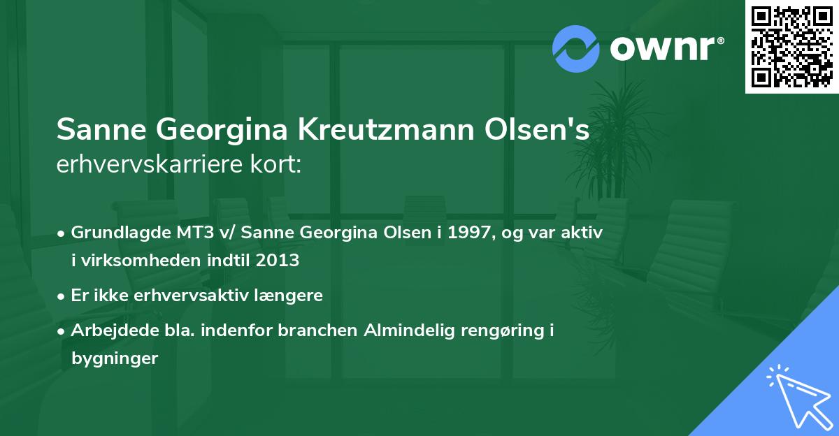Sanne Georgina Kreutzmann Olsen's erhvervskarriere kort