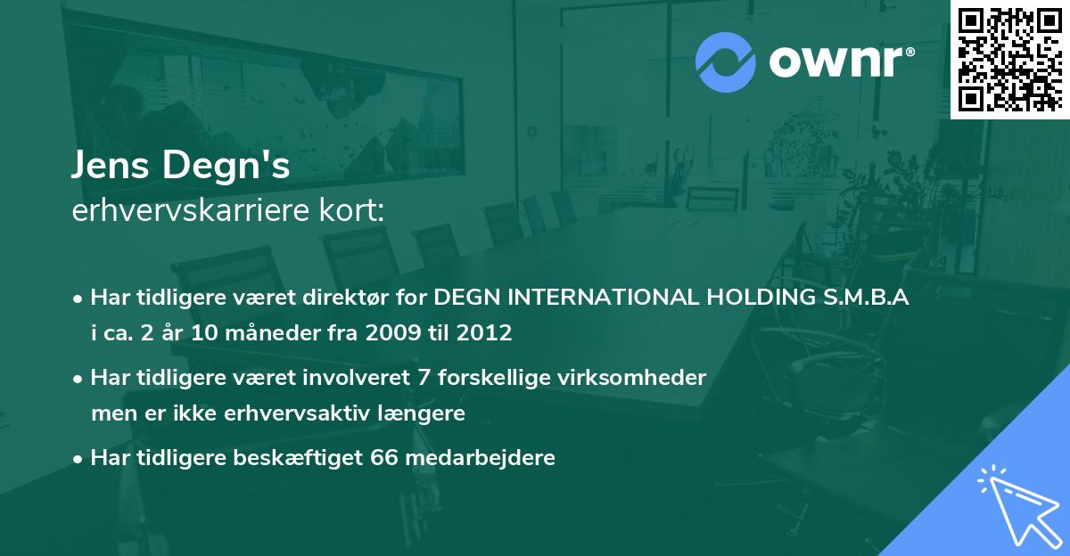 Jens Degn's erhvervskarriere kort
