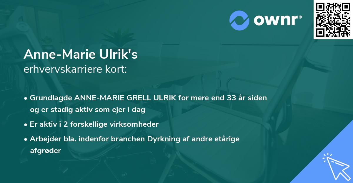 Anne-Marie Ulrik's erhvervskarriere kort