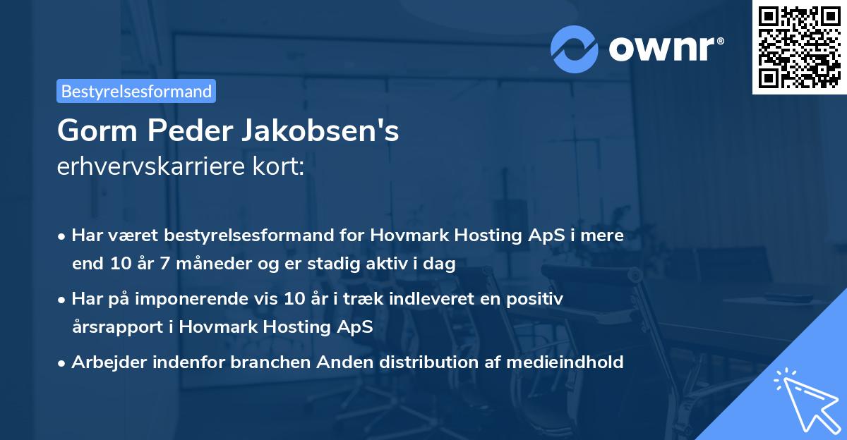 Gorm Peder Jakobsen's erhvervskarriere kort