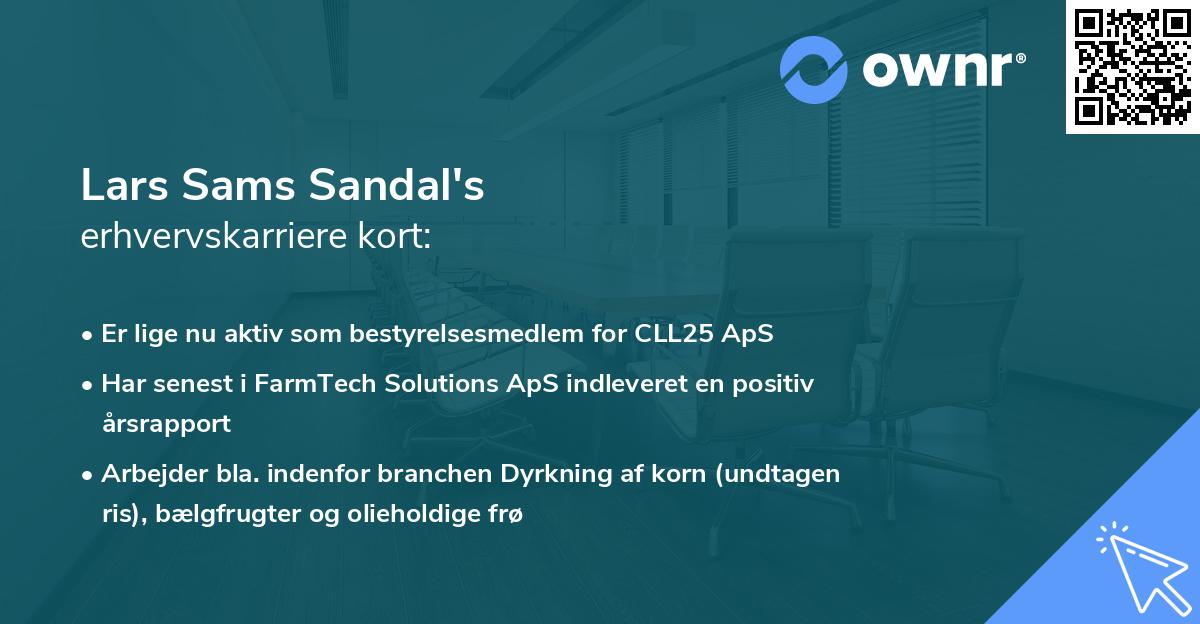 Lars Sams Sandal's erhvervskarriere kort