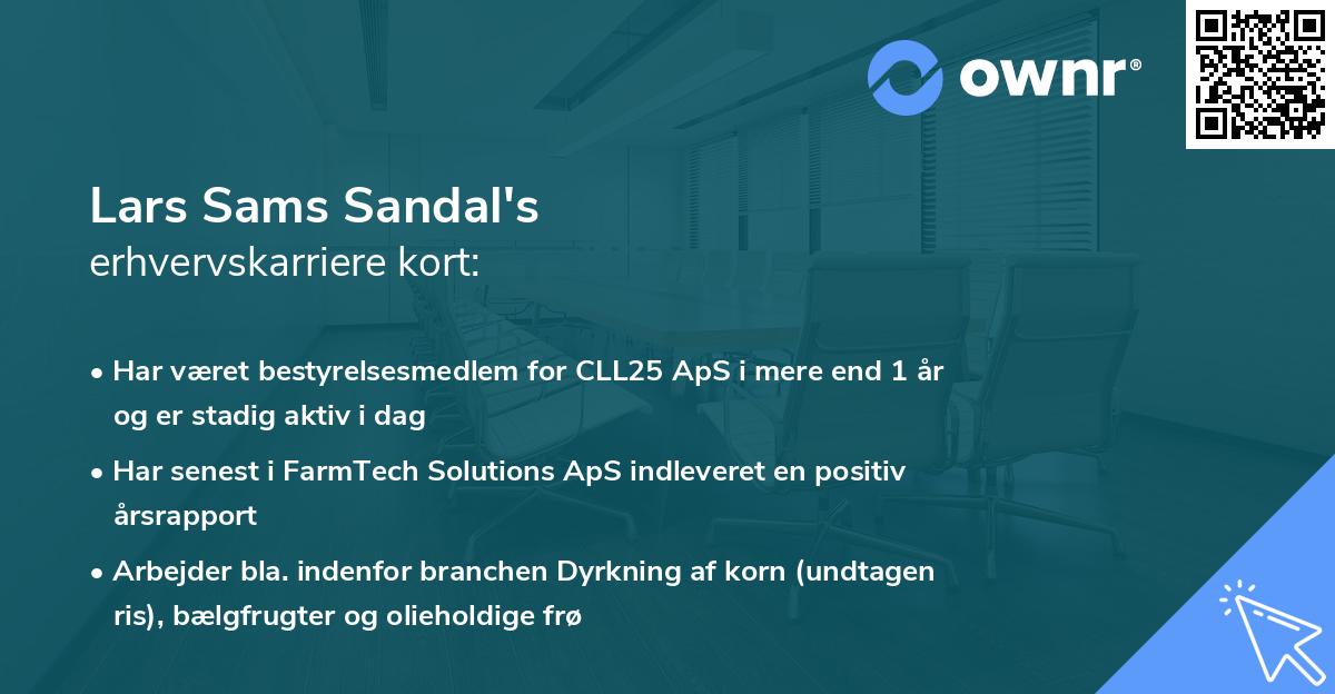Lars Sams Sandal's erhvervskarriere kort
