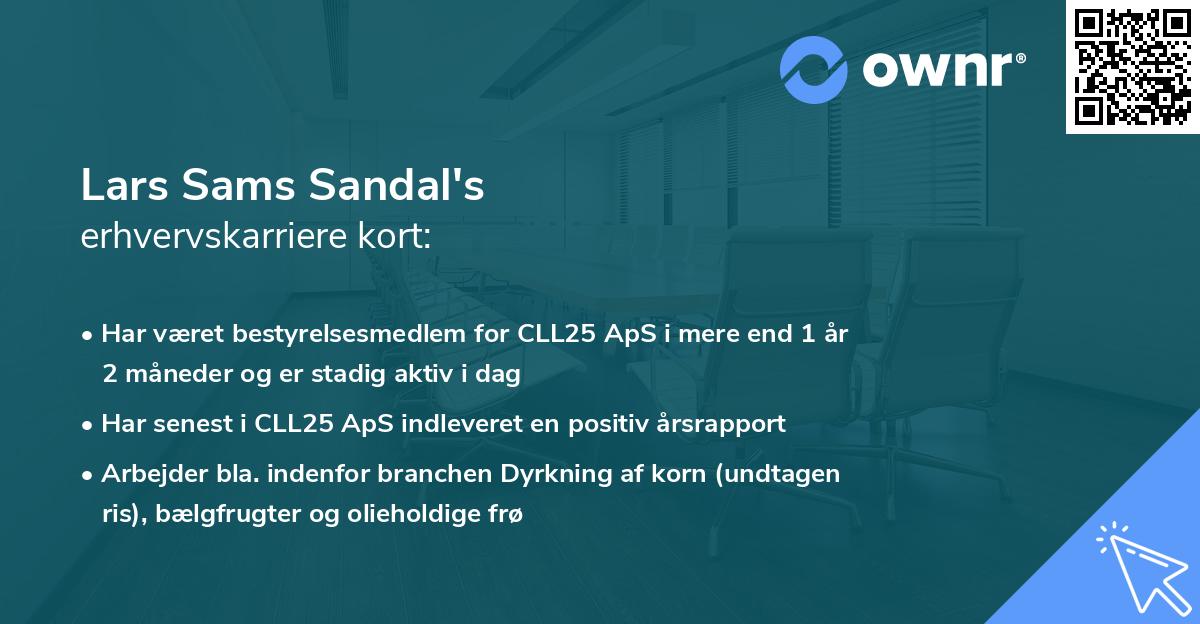 Lars Sams Sandal's erhvervskarriere kort