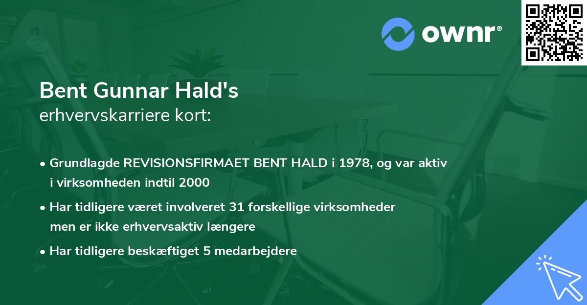 Bent Gunnar Hald's erhvervskarriere kort