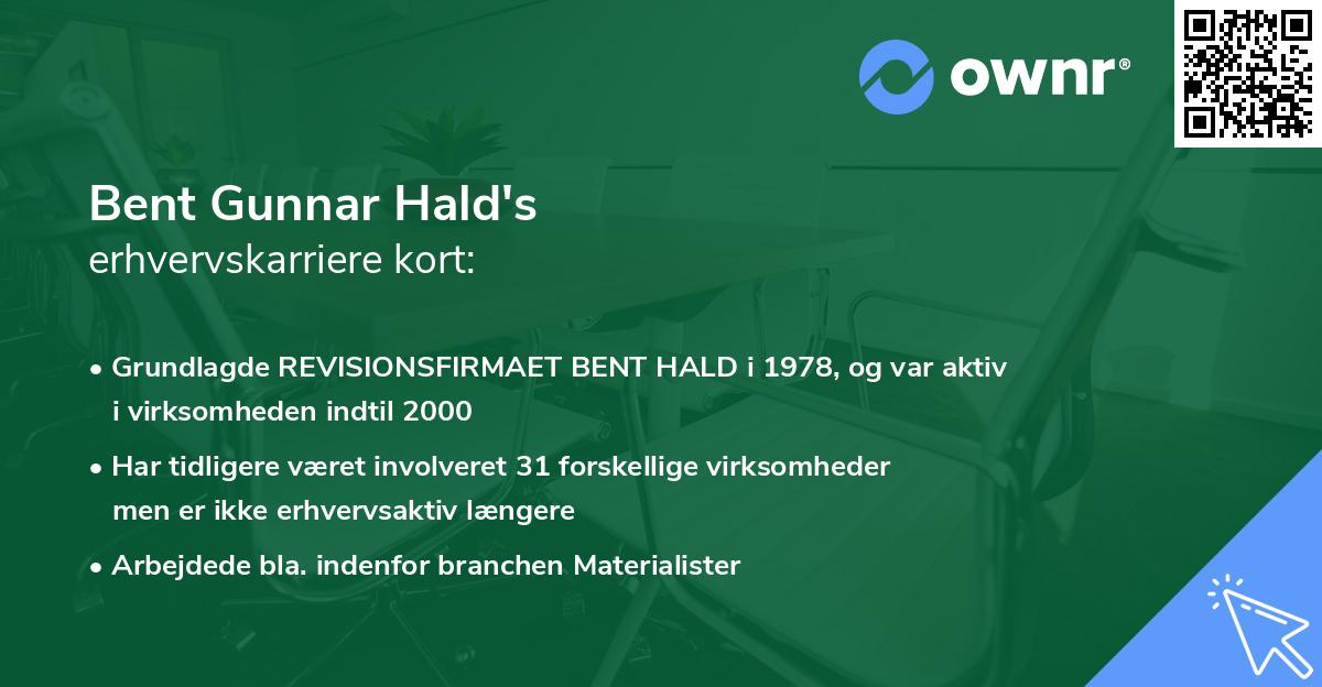Bent Gunnar Hald's erhvervskarriere kort