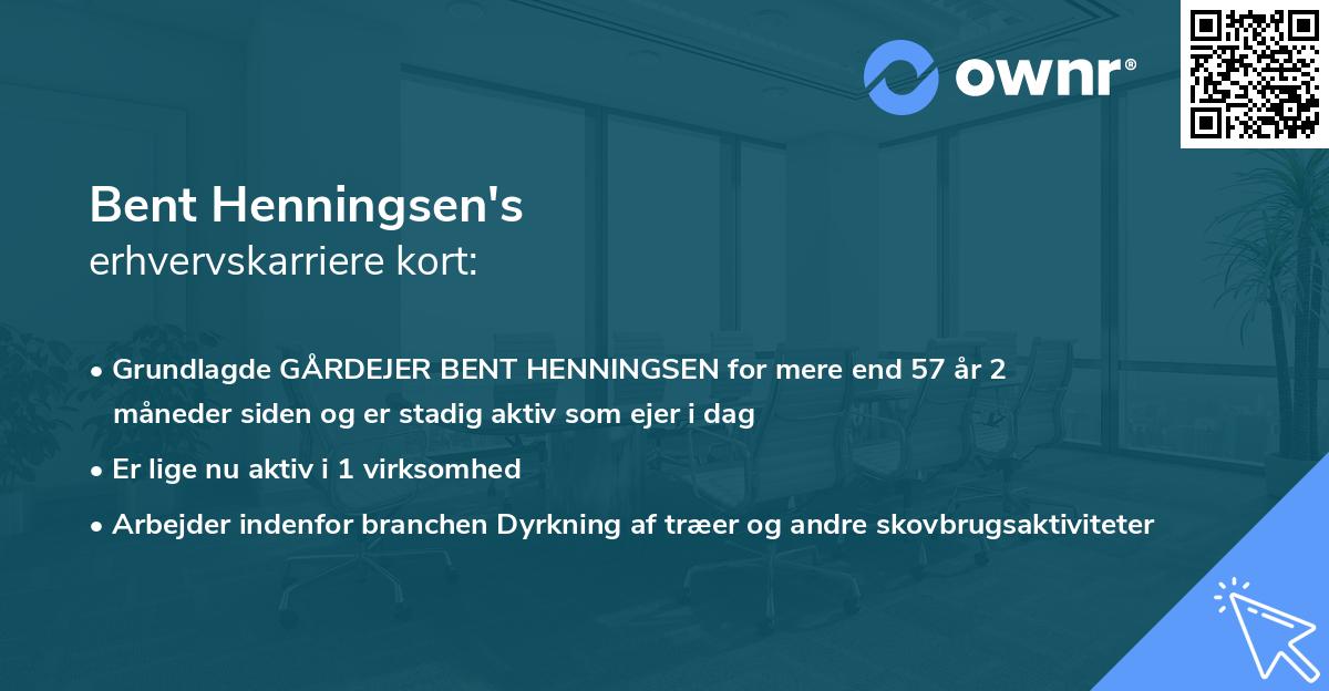 Bent Henningsen's erhvervskarriere kort