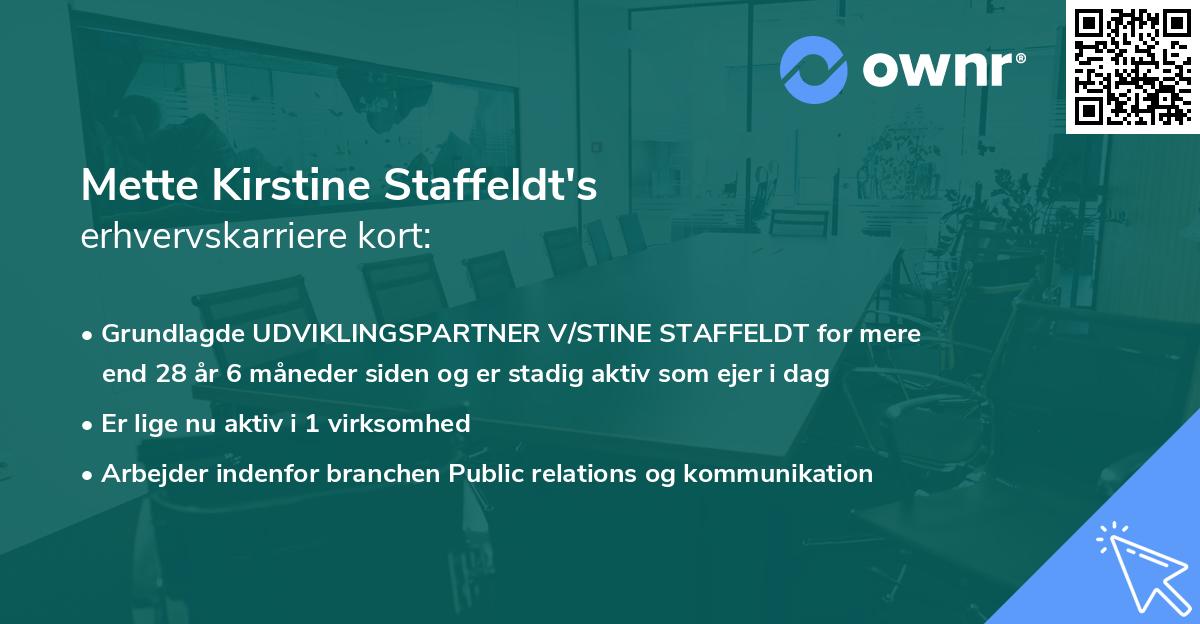 Mette Kirstine Staffeldt's erhvervskarriere kort