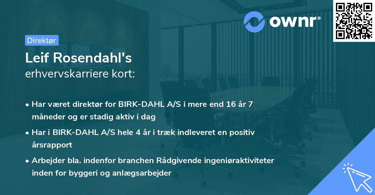 Leif Rosendahl's erhvervskarriere kort