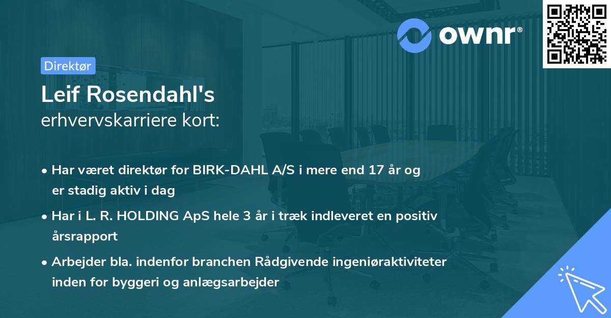Leif Rosendahl's erhvervskarriere kort