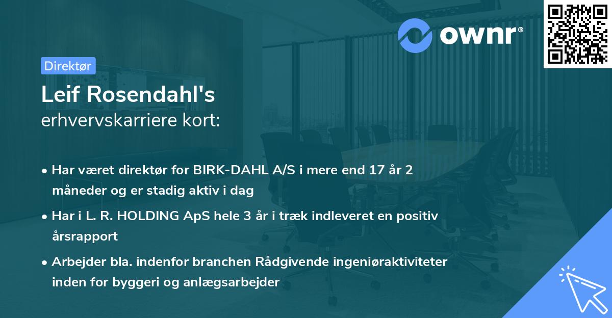Leif Rosendahl's erhvervskarriere kort