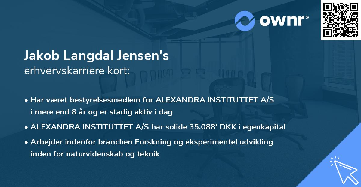 Jakob Langdal Jensen's erhvervskarriere kort