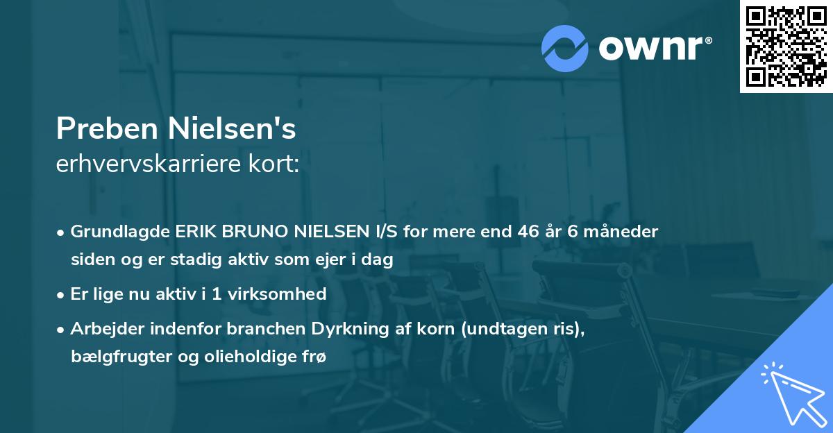 Preben Nielsen's erhvervskarriere kort
