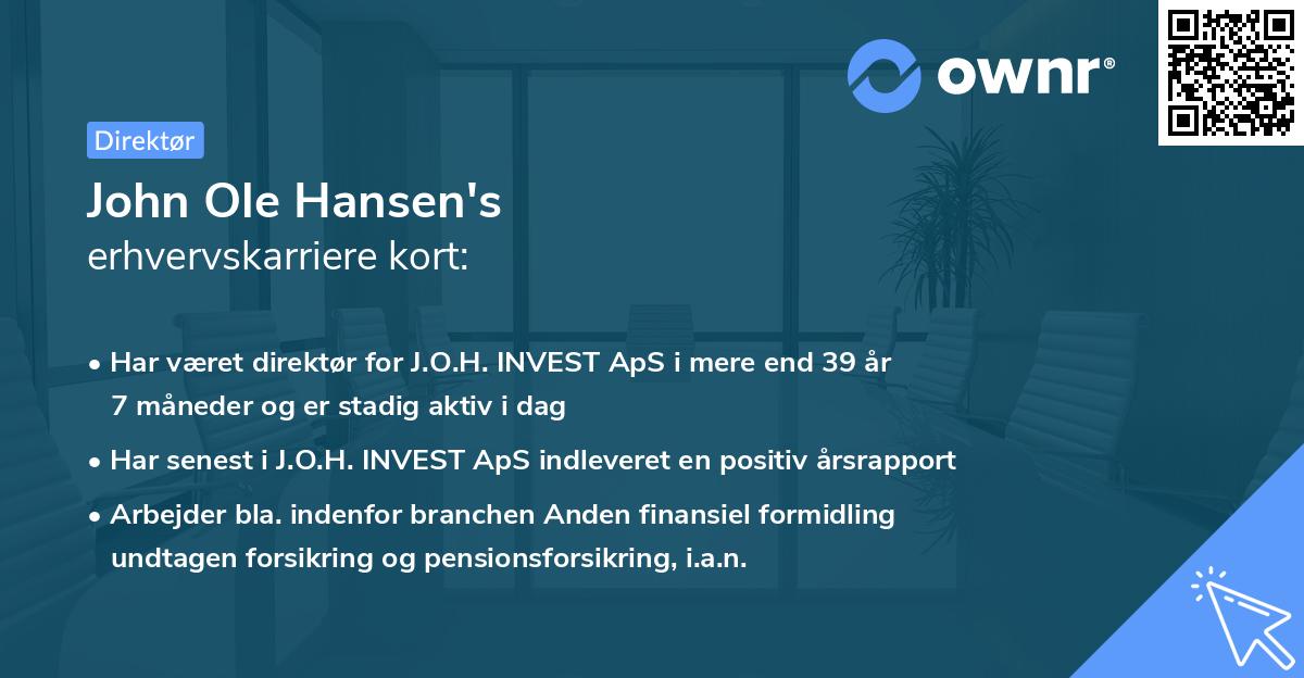 John Ole Hansen's erhvervskarriere kort