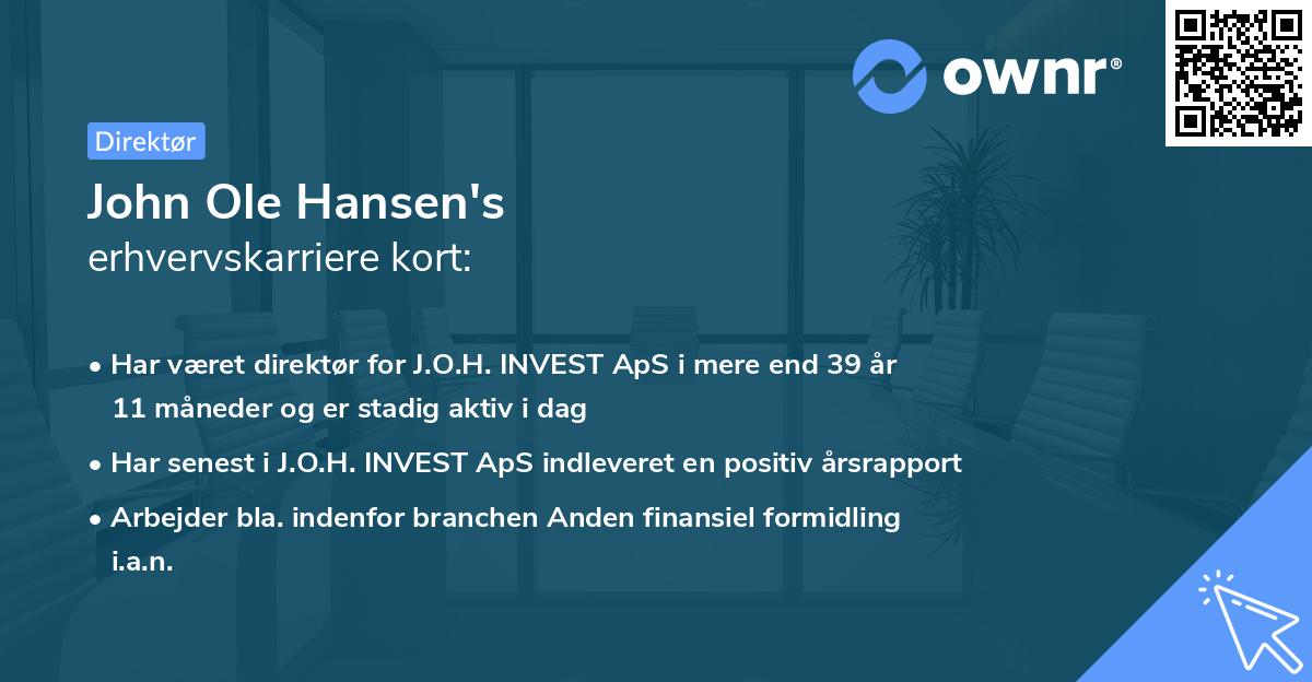 John Ole Hansen's erhvervskarriere kort