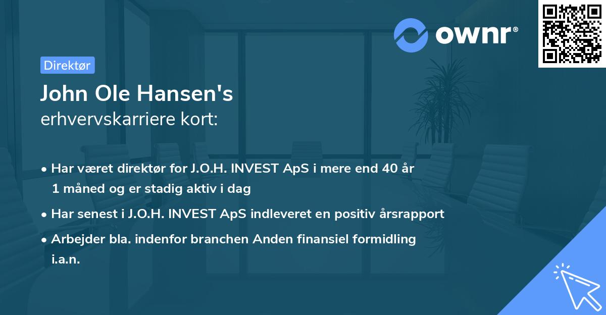 John Ole Hansen's erhvervskarriere kort