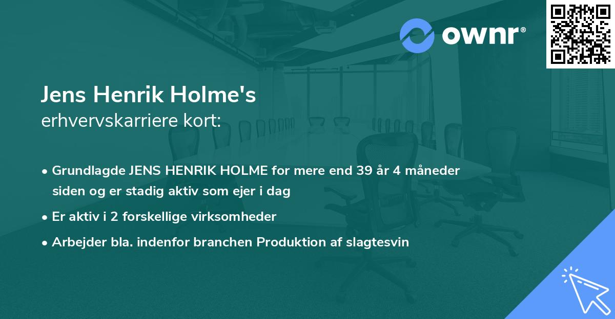 Jens Henrik Holme's erhvervskarriere kort