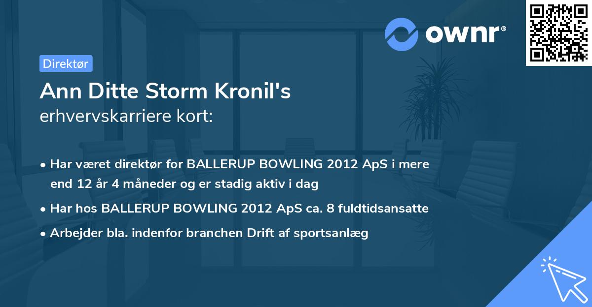 Ann Ditte Storm Kronil's erhvervskarriere kort