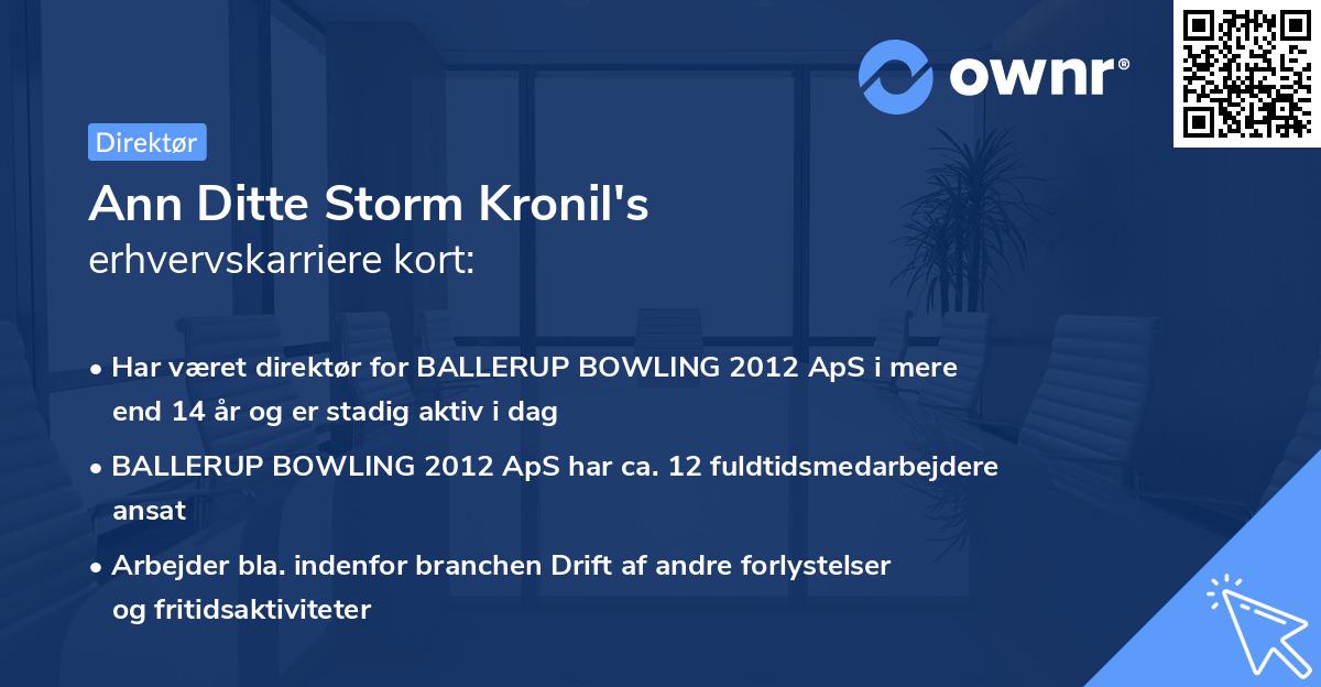 Ann Ditte Storm Kronil's erhvervskarriere kort