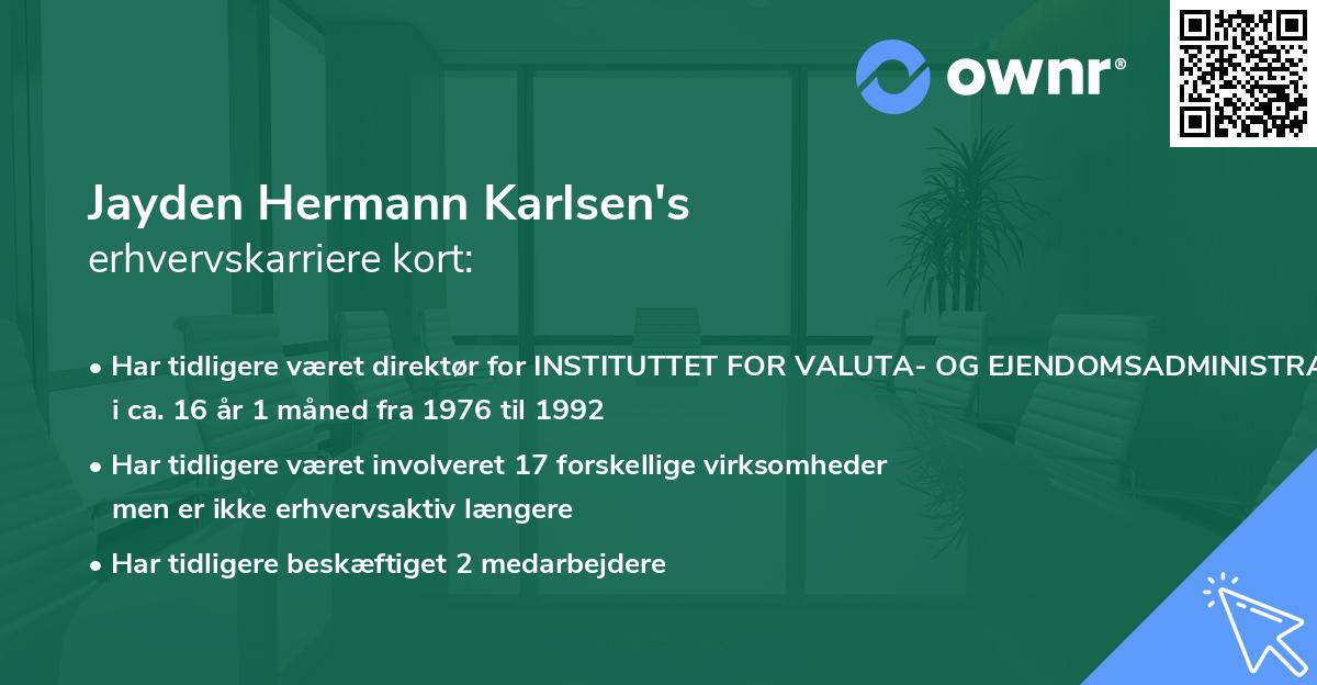 Jayden Hermann Karlsen's erhvervskarriere kort