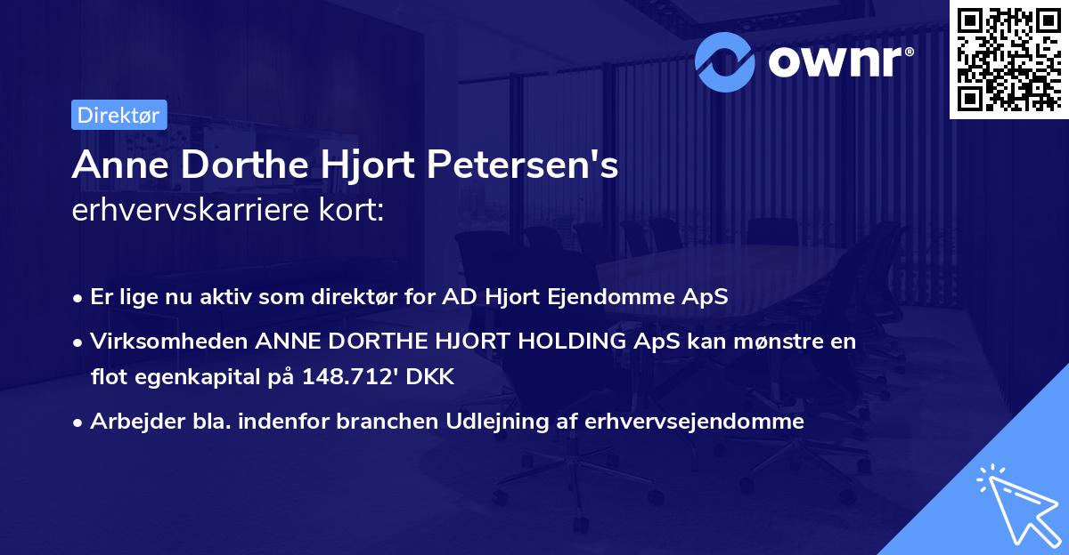 Anne Dorthe Hjort Petersen's erhvervskarriere kort