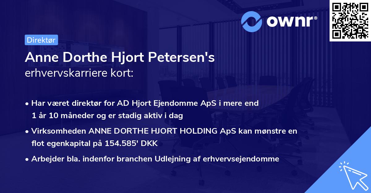 Anne Dorthe Hjort Petersen's erhvervskarriere kort