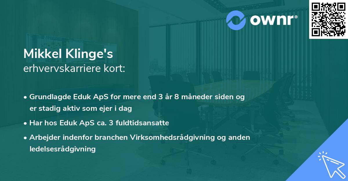 Mikkel Klinge's erhvervskarriere kort